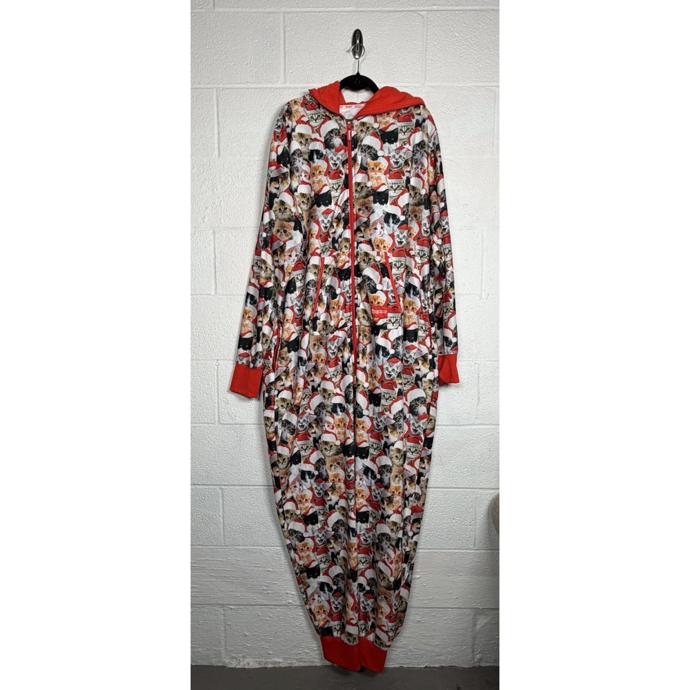 Tipsy Elves XXL Christmas Cat Pajamas Unisex Hooded Fleece Kittens